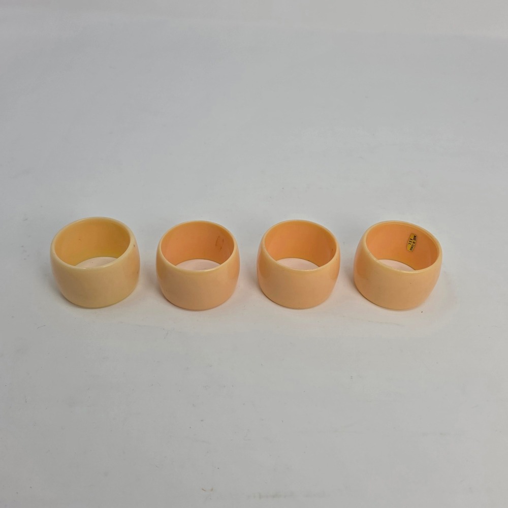 Vintage Lucite Peach Coral Napkin Rings Set of 4 Plastic Round 80s Table Decor